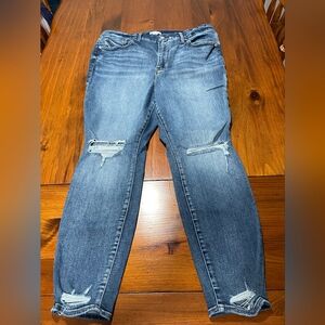 Good American Womens Classic High Rise Good Waist Ripped Skinny Jeans Size 18